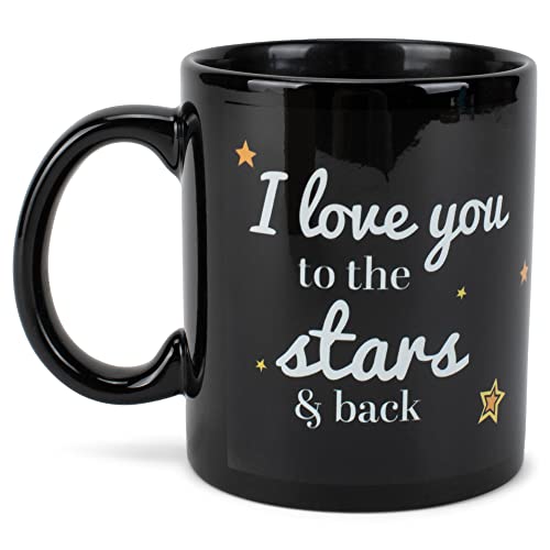 Elanze Designs I Love You To The Stars And Back 11 Ounce Black Ceramic Coffee Mug #TOP8