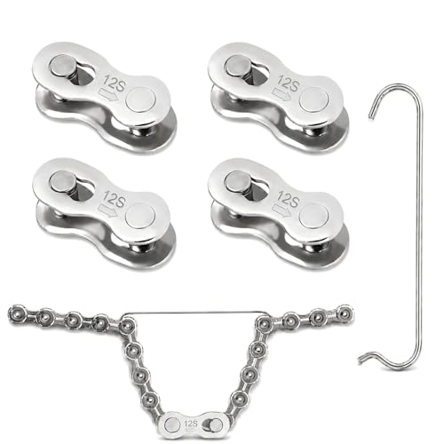 4 Pares de Eslabones Rápidos para Cadena de Bicicleta 12 Velocidades, Conectores Quick Link de Acero con Gancho de Cadena Inoxidable, Cierre Rápido para MTB, Carretera, Reparación y Mantenimiento
