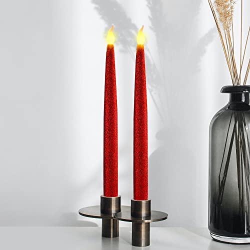 Furora Lighting Red Led Taper Candles, Window Candles, Candle Lights, Long Candles, Battery Powered Candles, Electric Candles Window Lights With 6 Hour Timer Function - Red 11.5", Pack Of 2 #TOP1