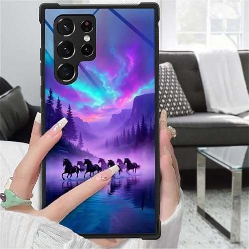 Coque Samsung S23 Ultra antichoc violette motif cheval sauvage et forêt