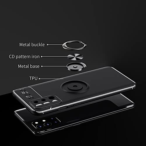 Image of SPAZY CASE Realme C21Y Back Cover | Sleek Rubberized Case with Chrome Plating | Ring Stand Back Cover | Designed for Realme C21Y / C25Y - Black