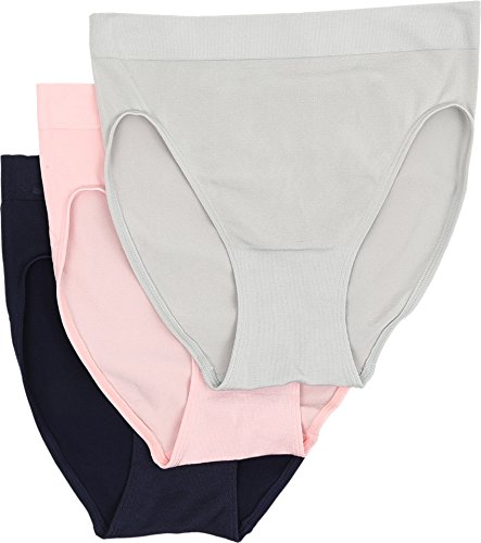 Wacoal Women's B Smooth 3 Pack Hi Cut Brief Panty, Hi Rise Gray/Crystal Rose/Peacoat Blue, Large Wacoal Women's B Smooth 3 Pack Hi Cut Brief Panty, Hi Rise Gray/Crystal Rose/Peacoat Blue, Large