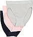 Wacoal Women's B Smooth 3 Pack Hi Cut Brief Panty, Hi Rise Gray/Crystal Rose/Peacoat Blue, Large