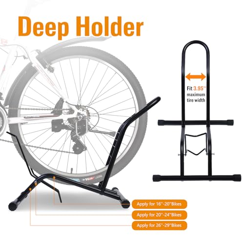 Auwey Bike Stand Floor Bike Stand Rack Bicycle Floor Stand Bike Parking Rack Stand Bike Storage Stand Perfect for 16\"-29\" Front and Rear Wheel Parking Rack Stand
