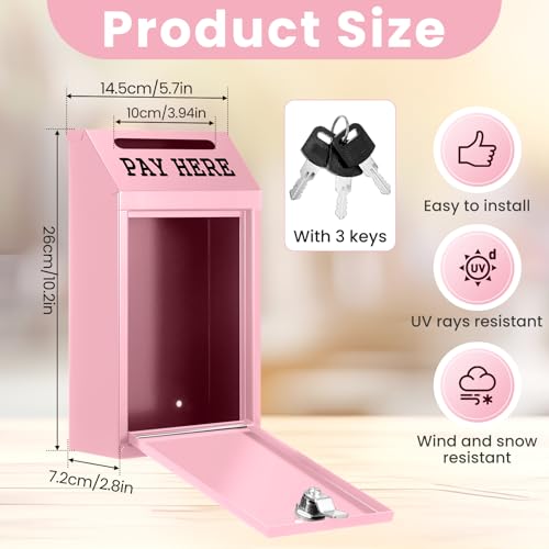 Yaocom Metal Money Cash Box,Pink,10.2 X 5.7 X 2.8 Inch by Yaocom - Image 2