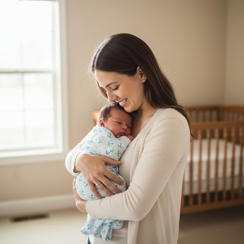 Image of Muslin Cotton Baby Swaddle | 110 x 100 cm | Ultra-Soft, Breathable & Lightweight | Multipurpose | Hypoallergenic | Unisex | Ideal Newborn Baby Gift (Flamingo /Anchor)