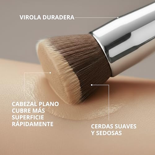 Brocha Base Maquillaje Fluido Kabuki Profesional - Brocha Foundation Contouring Polvos - Fibras Sintéticas Gruesas Negro - imagen 7