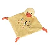 Eine wirklich süße Geschenkidee ist das niedliche Kuscheltier-Entlein mit den aufgestickten Notenmotiven.