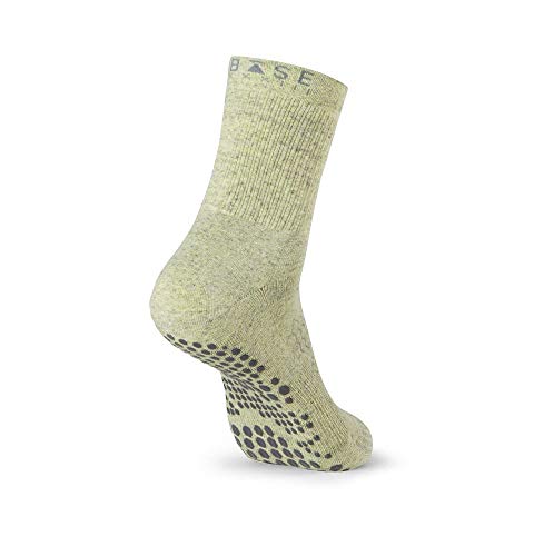 Image of Base 33 Crew Grip Socks for Men | Pilates Socks with Non-Slip Hex Grip Sole, Organic Cotton Blend, Quick-dry Yarn, Arch Support, Wear for Yoga, Barre, Training