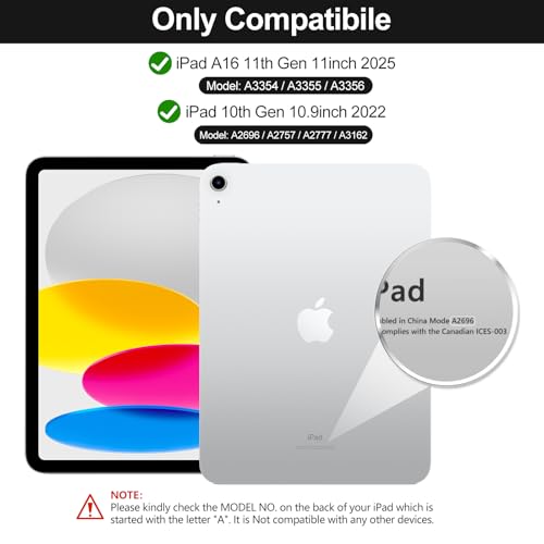 Image of COO 7 Color Backlit Keyboard Case for iPad 11th A16 /10th Gen | 7-Color Backlit Detachable Bluetooth Keyboard, Pencil Holder, Auto Wake /Sleep, 3 Angles, PU TPU Cover, Black