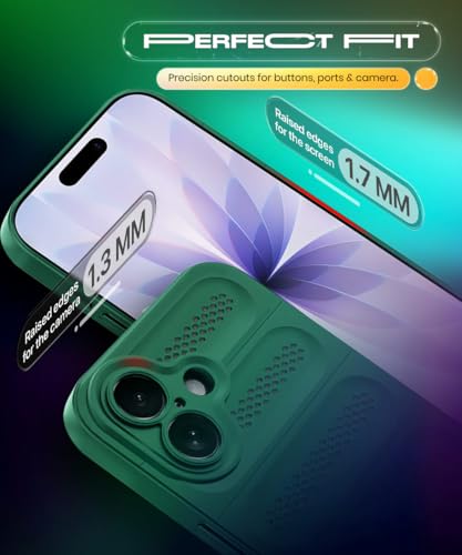 Image of WOW IMAGINE Ultimate Silicone Back Cover Case for iPhone 17 | Heat Dissipation Thin Soft TPU | 360 Camera Protection | Breathable Cooling Holes - Forest Green