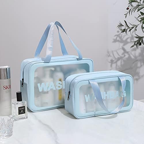 Image of Apophis Pvc Travel Makeup Pouch Set Toiletry Bag Cosmetic Organizer Bag for Women and Girls Toiletry Storage Kit Set of 3 (Blue)