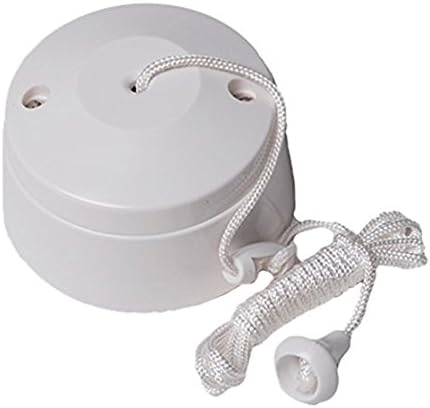 Merriway BH05131 2-Way Ceiling Switch Bathroom Pull Cord, Round 5 Amp , White