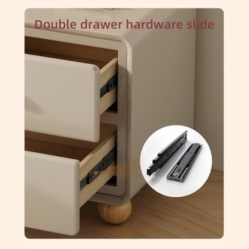 Black Cream Style Nightstand with Spiral Base - Multi-Purpose Bedside Table, Storage Cabinet & Small Dresser for Home, Living Room, Bedroom (40CM)