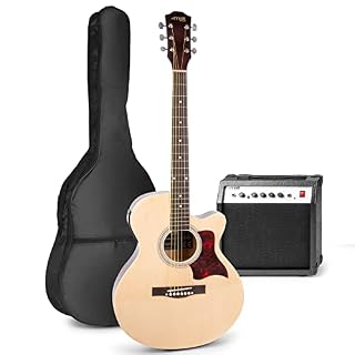 MAX ShowKit Set de Guitare Électrique Acoustique avec Support de Guitare – Bois, Idéal pour Débuter la Guitare - Les Beatles, Paul McCartney, John Lennon, RIngo Starr, George Harrison MAX ShowKit Set de Guitare Électrique Acoustique avec Support de Guitare - Bois, Idéal pour Débuter la Guitare – Image 2
