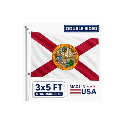 Mosprovie Florida Flag 3x5 Double Sided- Heavy Duty 3ply Florida State Flag Super Durable 4 Rows Stitched Edge Canvas Header with 2 Brass Grommets