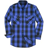 DOKKIA Flannel Shirt for Men Buffalo Plaid Long Sleeve Button Down Casual Jacket (Medium, Blue Black Buffalo)