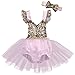 Newborn Baby Girl Backless Sequins Ruffle Sleeve Romper Jumpsuit Tulle Summer Dress (90(12-18 Months), Golden+Pink)