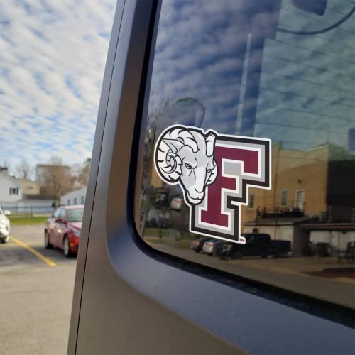 Image of Fordham University Rams Block F Maroon and Grey Logo Weatherproof Vinyl Sticker Car Decal from Nudge Printing