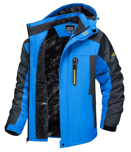 Image of TACVASEN Men's Winter Ski Jacket Waterproof Snow Coats Snowboard Fleece Lining Jacket Warm Parka with Hooded,Standard Length