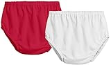 City Threads 2-Pack Baby Girls' and Baby Boys' Unisex Diaper Covers Bloomers Soft Cotton, Red/White, Newborn