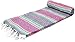 Open Road Goods Light Pastel Mexican Falsa Blanket - Pink Grey Purple and Mint/Teal - Great as a Beach Blanket, Picnic Blanket, Yoga Blanket, or a Throw! Handwoven