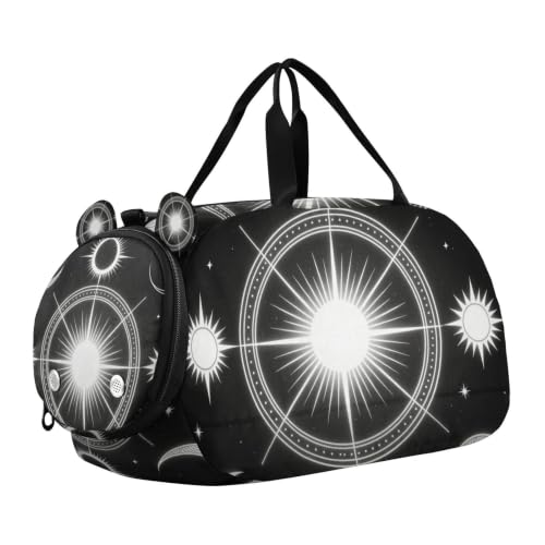 Bolsa de gimnasio para niños Witchy Tarot Sun Moon portátil con gran capacidad