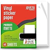 JOYEZA Premium Printable Vinyl Sticker Paper for Inkjet Printer - 40 Sheets Matte White Waterproof,