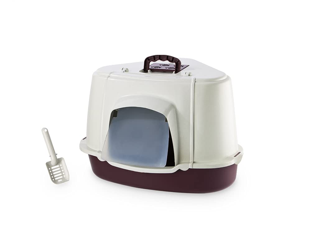 Litière en coin pour chat fermée : stoppez les grains sur le sol