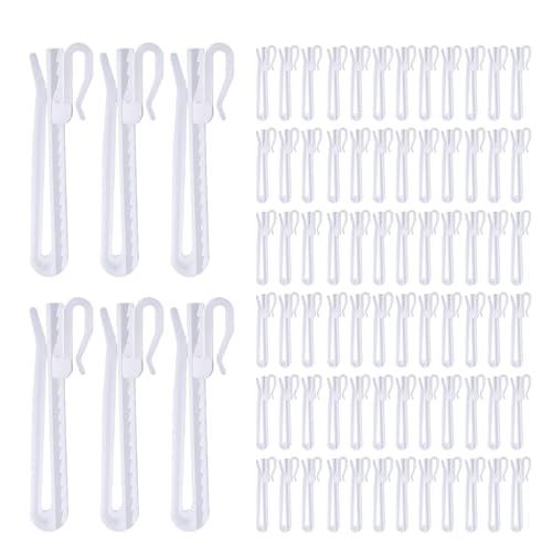 80 Pcs Plastic Curtain Hooks, Adjustable Pinch Pleat Hooks, Ratchet System Pinch Pleat Curtain Hooks...