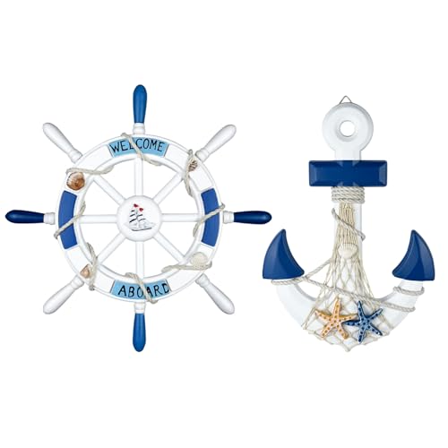 Woboeio 2 Pack 13.4 Inch Nautical Ship Steering Wheel and