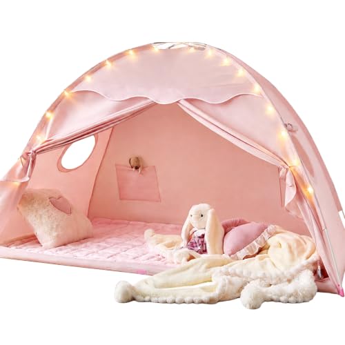 Image of Tiny Land Twin Bed Tent for Kids, 77 inch x 40 inch x 46 inch Pink Play Tent