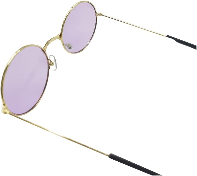 VIGUEUR Retro Round Sunglasses, Purple Hippie Style, Circle Lens, 60s Fashion - Image 3