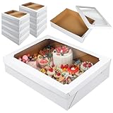Funnymoom 10 Pcs Full Sheet Cake Box with Window Large Bakery Boxes Corrugated Rectangle Cake Packaging Boxes for Donuts Cookie Cupcake Baking Pastry Decor Supplies(19.5 x 26.5 x 5 Inches)