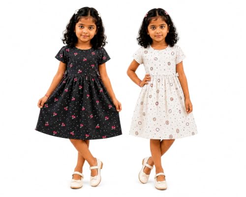 Image of Kids Girls Combo Frock | Girl Cotton Blend Dress | Princess Style Frock | Birthday, Casual & Festive Outfit
