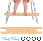 High Chair Footrest Adjustable Height Non-Slip Natural Bamboo Baby Highchair Foot with 4 Rubber Ring 2 Blue Fixing Ring Rest Footstool Compatible with IKEA ANTILOP High Chairs Accessories(Log color,1)
