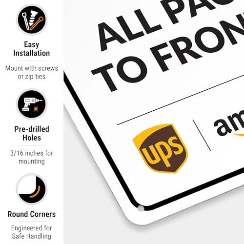 Image of Package Delivery Sign, Delivery Instructions All Package Front Door Sign, 10x14 Inches, Rust Free .040 Aluminum, Fade Resistant, Made in USA