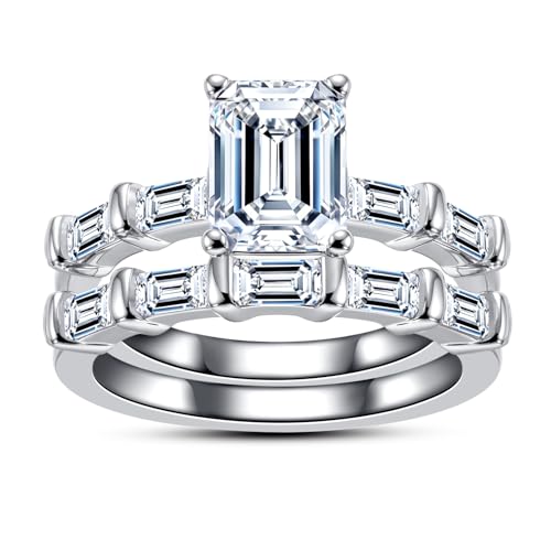 Oval/Pear/Cushion Cut Moissanite Wedding Ring Set D Color VVS1 Clarity 925 Sterling Silver Engagement Promise Anniversary Rings Bridal Sets for Women with Certificate