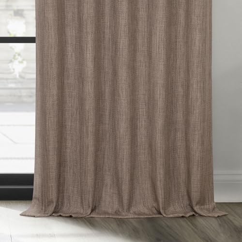Image of HPD Half Price Drapes - Faux Linen Curtains for Living Room (2 Panels) - 50W X 84L - Textured Room Darkening Curtains for Bedroom 84 Inches Long - Drapes for Home Decor, Dutch Cocoa