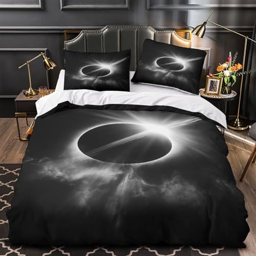 Housse de couette Eclipse de Soleil Super King 260x220cm en microfibre avec 2 taies
