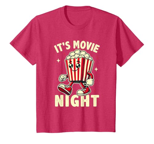 It's Movie Night Retro Family Movie Night T-Shirt, Youth, Red Heather, 3T