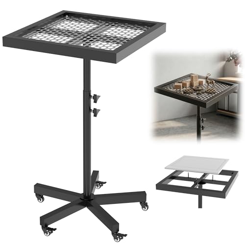 Tredre 3-in-1 Rotating Spray Paint Rack with Lockable Wheels 27.840.9 Height Adjustable Cabinet Door Painting Stand 360 Lifting Spray Painting Table for Doors Parts & DIY Projects Black