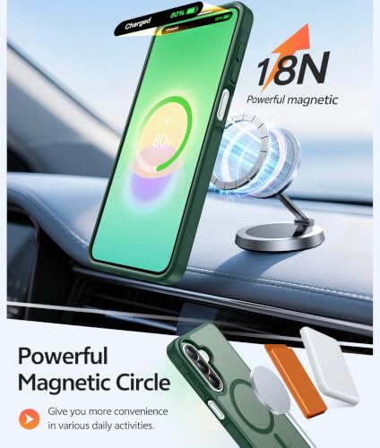 Image of FNTCASE for Galaxy A27 5G Phone Case: for Samsung A27 Cases [Fit for Magsafe] [Screen Protector] Military Grade Drop Protection, Translucent Matte Back, Slim Shockproof Protective Cover - Green