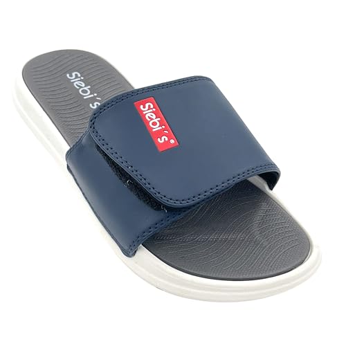 Siebi's SpaMen Chaussures de bain pour homme avec fermeture Velcro, bleu marine, 43 EU