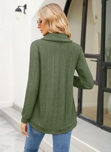 Image of Bulotus Tunic Sweaters for Women 2025 Turtleneck Sweater Pullover Lightweight Warm Tunic Tops for Leggings Loose Fit