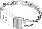 Wearlizer Replacement Compatible with Fitbit Charge 2 Bands for Women Metal Bangle/Bracelet/Assesories/Straps/Wrist Band for Fitbit Charge hr 2 Women Small Large (Rose Gold+Silver)
