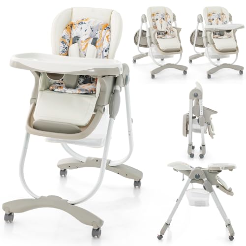 Costway Tronas De Bebe Plegable, Trona Portatil Multifuncional Con Ruedas Giratorias, 7 Altura Ajustable, Reposapiés Y Respaldo, Bandeja De Comida Extraíble, Para 6-36 Meses Blanco Costway Tronas De Bebe Plegable, Trona Portatil Multifuncional Con Ruedas Giratorias, 7 Altura Ajustable, Reposapiés Y Respaldo, Bandeja De Comida Extraíble, Para 6-36 Meses Blanco