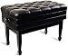 Deluxe Duet Pianino Bench z magazynem muzycznym Drewniany regulowany stołek fortepianowy, ukryta konstrukcja struktury podnoszenia, pojemność do 180 kg (Size : Black)