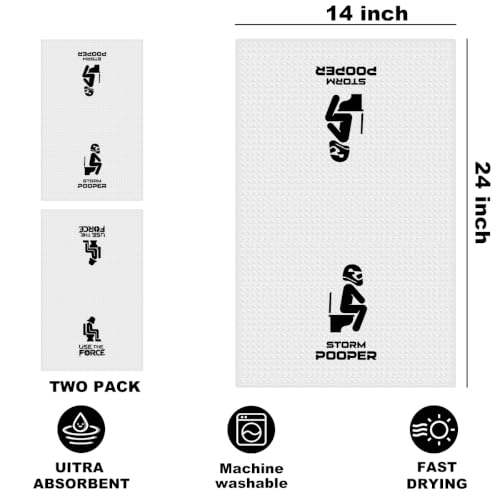 Image of Funny Flamingo Hand Towels for Bathroom, S Wars Waffle Weave Hand Towel | 2Pcs Funny Kitchen Accessories, Geek Home Kitchen Bathroom Decor, Housewarming Gifts 14x24 Inch