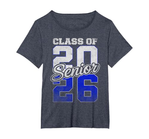 Senior 2026 Graduation My Last First Day of Class of 2026 T-Shirt, Women's Plus, Heather Blue, 1X